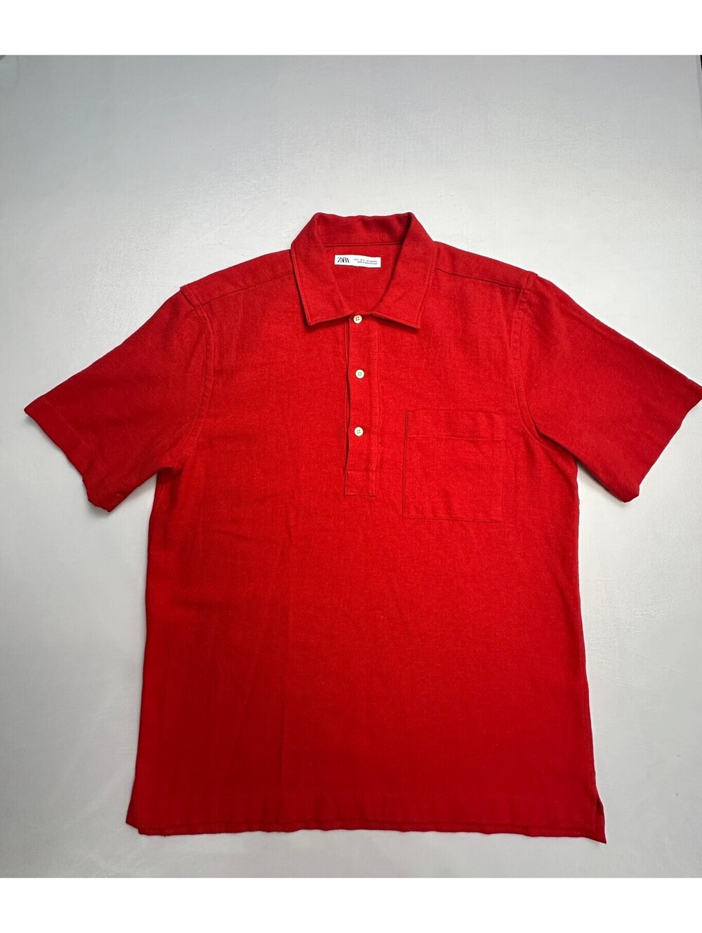 Zara Men's L Red Short Sleeve Pocket Polo Shirt